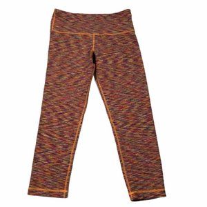 Lululemon Wunder Under orange space dye crops Size 12 RARE print